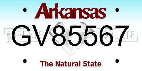 GV85567 Arkansas License Plate
