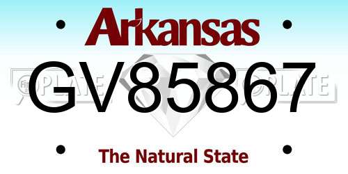 GV85867 Arkansas License Plate