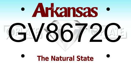 GV8672C Arkansas License Plate