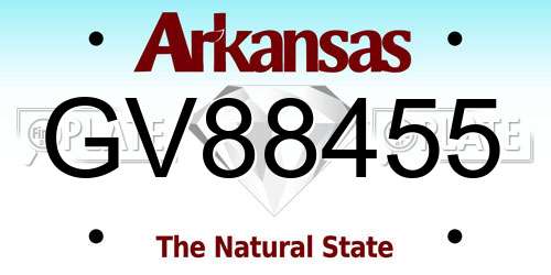 GV88455 Arkansas License Plate