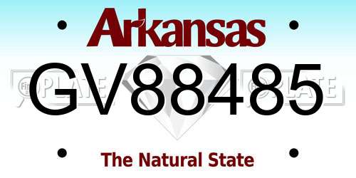 GV88485 Arkansas License Plate