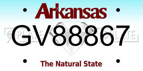 GV88867 Arkansas License Plate