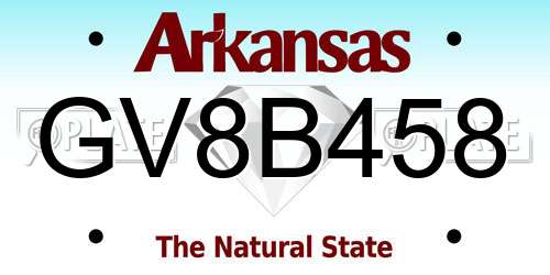 GV8B458 Arkansas License Plate