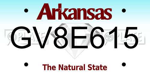 GV8E615 Arkansas License Plate