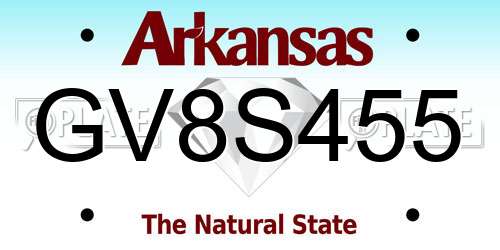 GV8S455 Arkansas License Plate