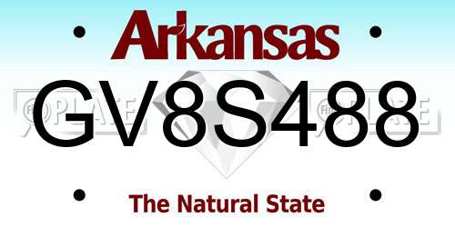 GV8S488 Arkansas License Plate