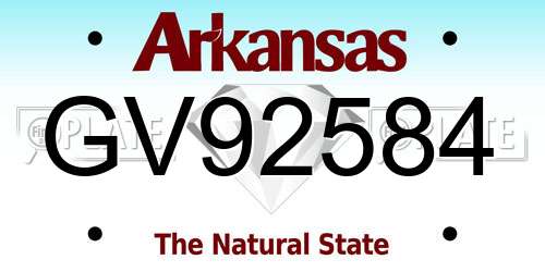 GV92584 Arkansas License Plate