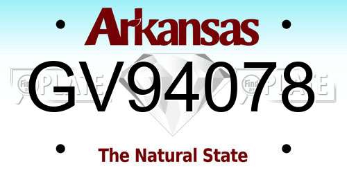 GV94078 Arkansas License Plate