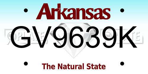 GV9639K Arkansas License Plate
