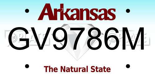 GV9786M Arkansas License Plate