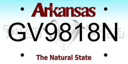 GV9818N Arkansas License Plate