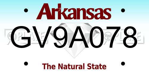 GV9A078 Arkansas License Plate