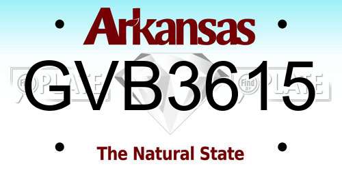 GVB3615 Arkansas License Plate