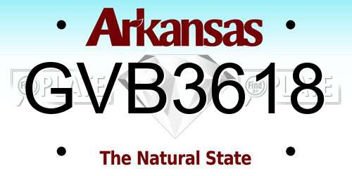 GVB3618 Arkansas License Plate