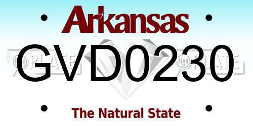 GVD0230 Arkansas License Plate