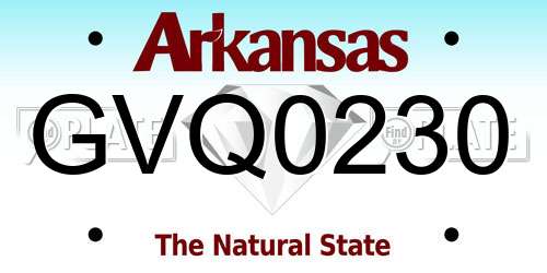 GVQ0230 Arkansas License Plate