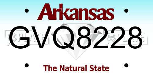 GVQ8228 Arkansas License Plate