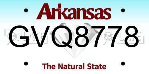 GVQ8778 Arkansas License Plate