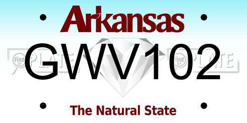 GWV102 Arkansas License Plate