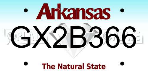 GX2B366 Arkansas License Plate