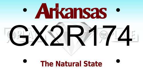 GX2R174 Arkansas License Plate