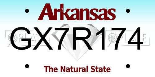 GX7R174 Arkansas License Plate