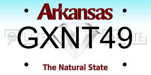 GXNT49 Arkansas License Plate