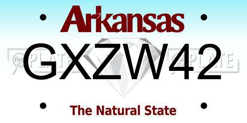 GXZW42 Arkansas License Plate
