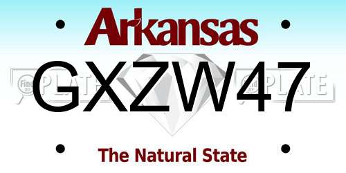 GXZW47 Arkansas License Plate
