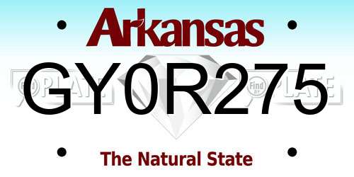 GY0R275 Arkansas License Plate