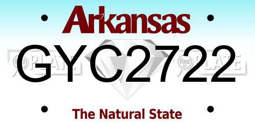 GYC2722 Arkansas License Plate