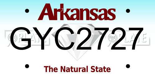 GYC2727 Arkansas License Plate