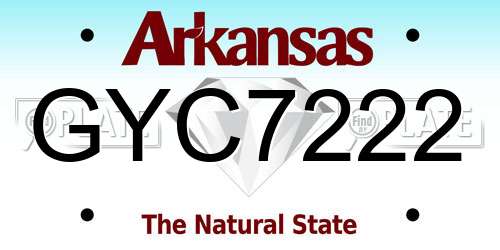 GYC7222 Arkansas License Plate