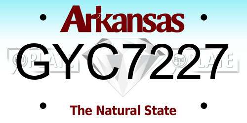 GYC7227 Arkansas License Plate