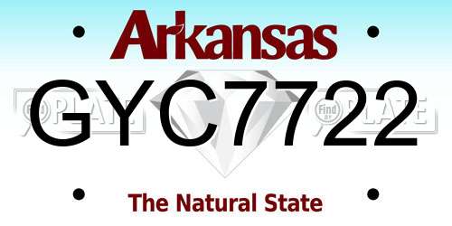 GYC7722 Arkansas License Plate