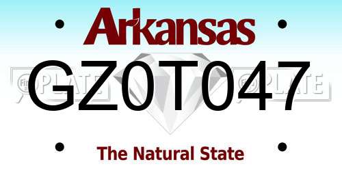 GZ0T047 Arkansas License Plate