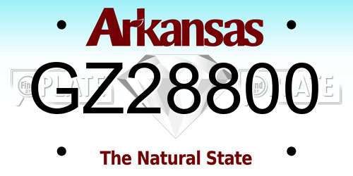 GZ28800 Arkansas License Plate