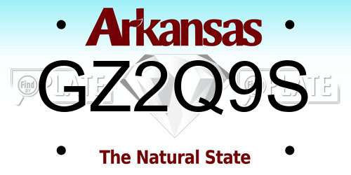 GZ2Q9S Arkansas License Plate