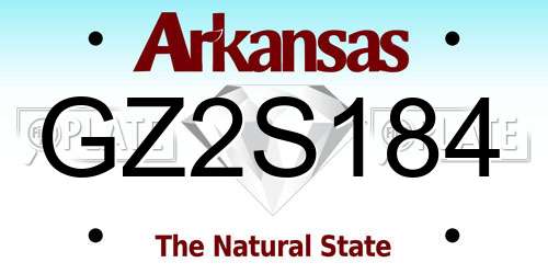 GZ2S184 Arkansas License Plate
