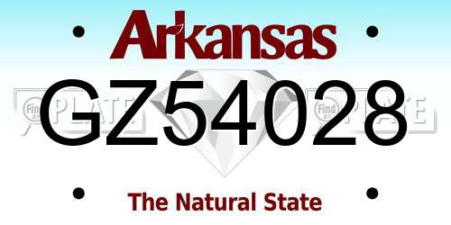 GZ54028 Arkansas License Plate
