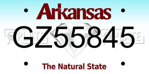 GZ55845 Arkansas License Plate