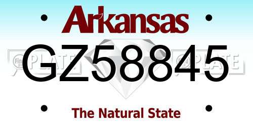 GZ58845 Arkansas License Plate