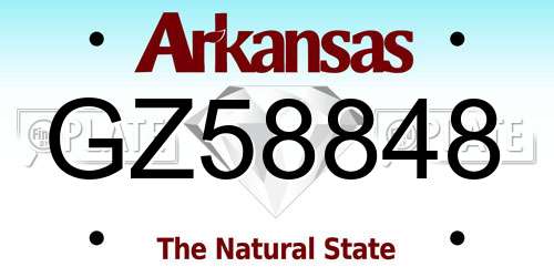 GZ58848 Arkansas License Plate