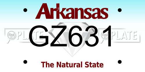 GZ631 Arkansas License Plate