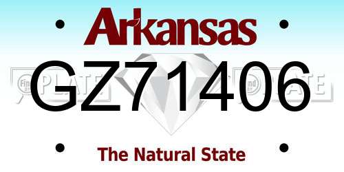 GZ71406 Arkansas License Plate
