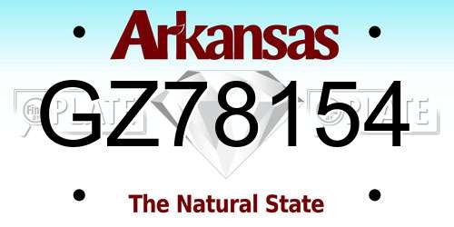 GZ78154 Arkansas License Plate