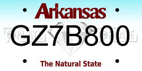 GZ7B800 Arkansas License Plate