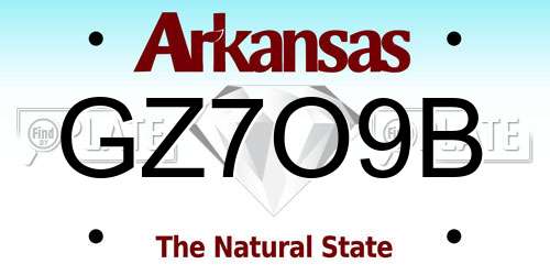 GZ7O9B Arkansas License Plate