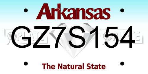 GZ7S154 Arkansas License Plate