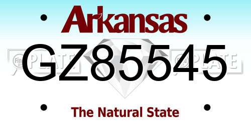 GZ85545 Arkansas License Plate